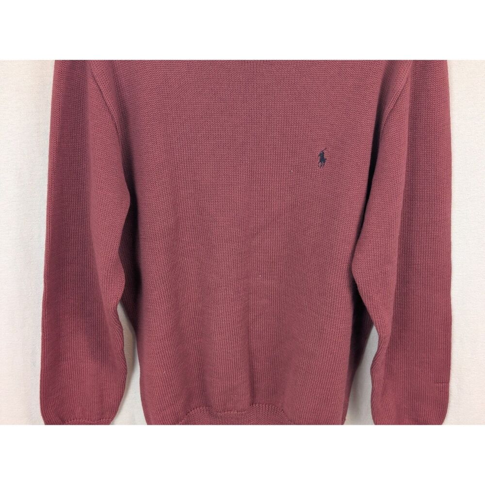 Vintage Ralph Lauren Wool Sweater Burgundy Men's Size Large Made in USA - Picture 3 of 8